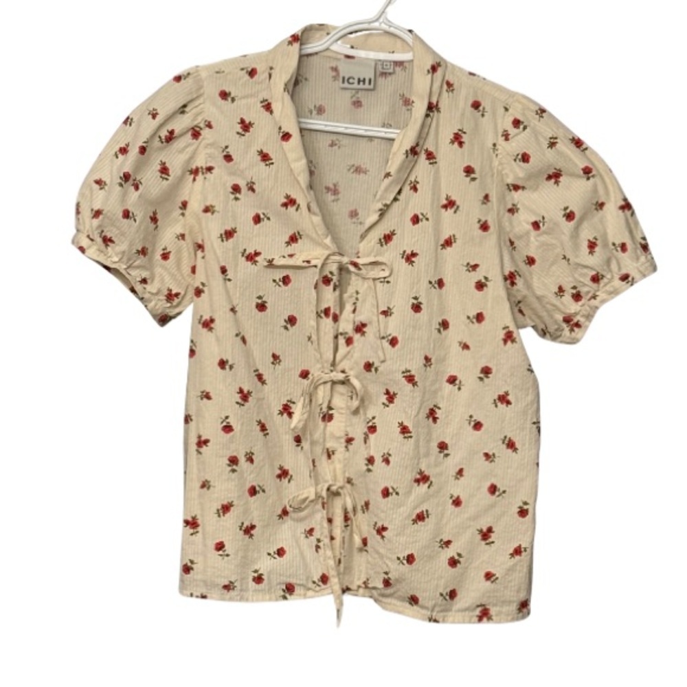 ICHI Beige Floral Women's Blouse